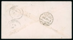 1875, 25 Rp. grün und 5 Rp. braun, auf Brief nach Korsika