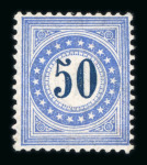 1882, 500 Rp. blau auf Faserpapier