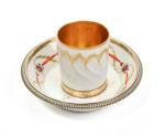 GEORGE FALKENBERG Tasse et Soucoupe en Vermeil et Porcelaine