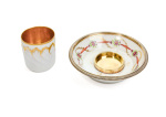 GEORGE FALKENBERG Tasse et Soucoupe en Vermeil et Porcelaine