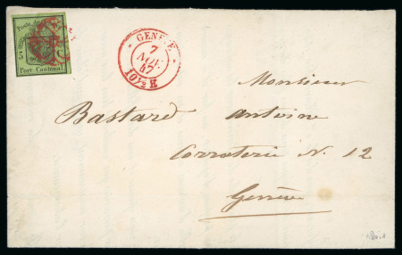 1847, grosser Adler gelbgrün, auf Drucksache von Genf