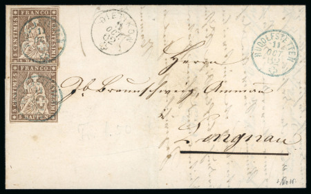1862, 5 Rp. braun, 4. Berner Druckperiode, 2 Einzelmarken