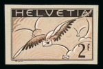 1935, Flugpost 2 Fr., auf geriffeltem Faserpapier ungezähnt