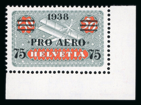 1938, Flugpost 75 auf 50 Rp. mit Aufdruck Pro Aero