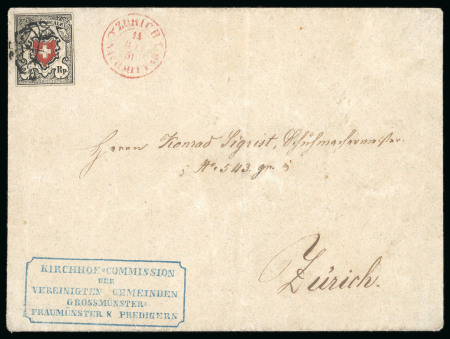 1851, Poste locale, Type 23, in der braunrot/tiefschwarz Nuance
