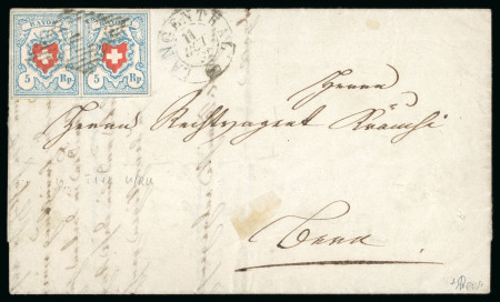 1852, Rayon I hellblau im waagerechten Paar