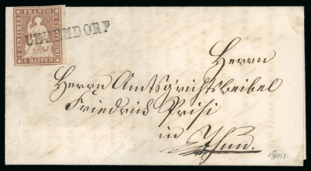 1855, 5 Rp. braun, 3. Münchner Druckperiode, Faltbrief