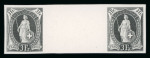 1891, Stehende Helvetia Probedruck 3 Fr. schwarz/weiss