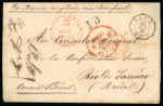1852, barfrankierte Faltbriefhülle von Bern nach Rio de Janeiro