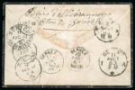 1863, 40 Rp. grün, 4. Berner Druckperiode, auf Trauerbrief von Allevard nach Onex
