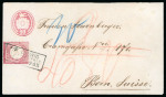 1873, Tüblibrief 10 Rp. in Mischfrankatur mit Deutschem Reich Brustschild 1 Groschen