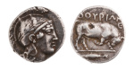 Lucania, Thourioi, AR didrachm, 7.88 g. (21 mm), c. 400-350 BC.