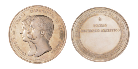 Italy, 2 medals, Umberto I, 1878-1900, silver 153.55 g.