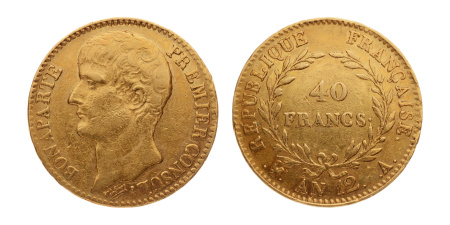 France, Napoleon I, 1804-1814, 40 francs AN 12A (1803-04),