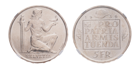 Switzerland 1936B, 5F, MS 66