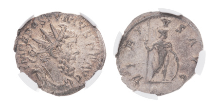 Roman Empire,  Postumus, 260-269, double Denarius. NGC AU
