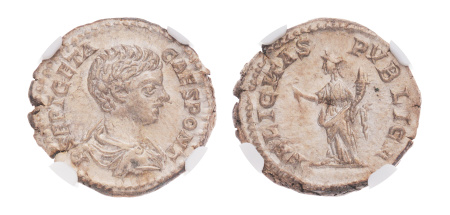 Roman Empire,  Geta, 209-211, Denarius (20 mm).NGC