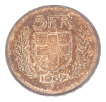 Switzerland silver coins, 1906-1974. 2.210 g. of silver