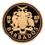 Barbados, 1983, AU 100 dollars, .0998 oz, only 484 ex minted.