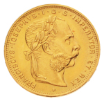 Austria, 1892, AV 8 Florins / 20 Francs, 6.46 g. restrike.