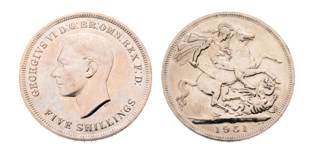 Great Britain 1951, George VI 5 shillings AG 28.34