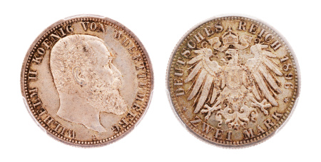 Württemberg 1896, Wilhelm II 1891-1918, AR 2 Mark