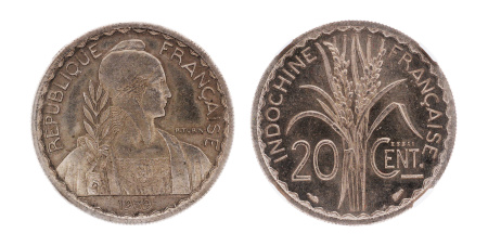French Indochina, 20c, 1939 Essai, Lec 242. Nickel (24 mm).  NGC MS64. The highest graded example.