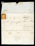 GIRGENTI: 1859 (29.5) Folded letter sheet sent within Girgenti, franked 1/2 Gr. orange, showing oval GIRGENTI in black alongside, very fine and rare.  Expertise: Signed "AD" Alberto Diena, cert. Giacomo Bottacchi, AIEP (