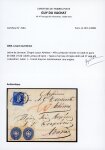 1865 Disinfected Lettersheet – Austrian Levant & Greece Combination Franking  Rare disinfected folded lettersheet sent from Larnaca via Smyrna to Athens, franked with a pair of Austrian Levant 1864 Arms 10 soldi blue sta