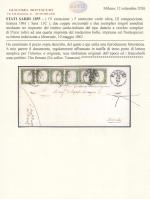 PRIZZI: 1861 Sardinia 5c green, six good to large margined singles, tied on 1862 folded cover to Montrele by neat strike of the black PRIZZI cds in black, a very fine and an attractive usage especially.  Expertise: Cert.