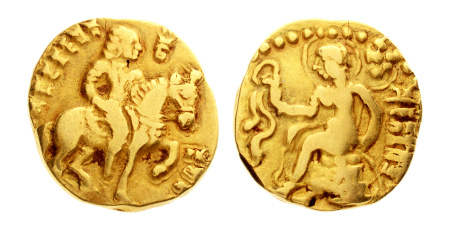 Gupta Empire, Kumaragupta I, c. 415-455, AV dinar, 8.04 g. Horseman.