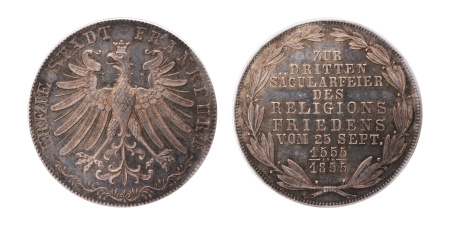 German States, Frankfurt. Free City, "Religious Peace" 2 Gulden.