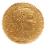 1899, 20 Francs 1909, AU 20 Francs (21 mm), Proof "Flan Mat". Highest graded.