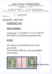 1934, Zwischensteg Tellknabe 5 Rp. grün auf geriffeltem Papier