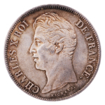 1829, Charles X, 1824-1830. 5 Francs, AR. PCGS MS 65.