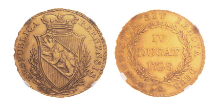 Bern, 1798, 4 Ducats, AU, 13.73 g. (33 mm). 