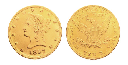 Group of four gold coins. France, Napoleon III 20 francs, 1859.