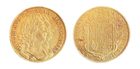 1691, William and Mary, 5 Guineas AV 41 g. 