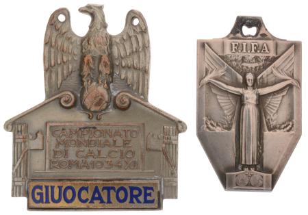 1934, FIFA World Cup, two silver medals. Rare and attractive.
